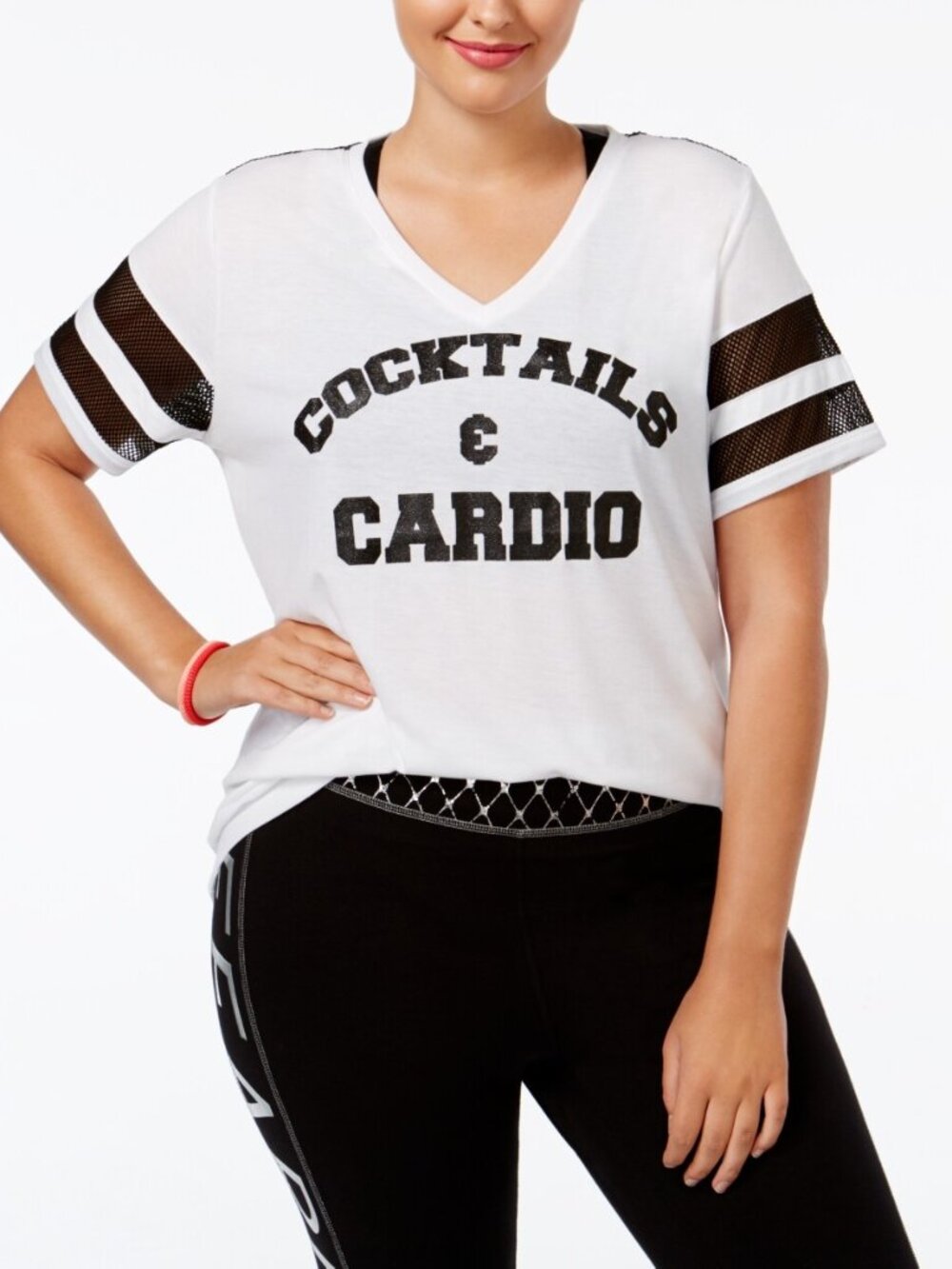 Material Girl Womens Active Plus Size Sparkle Graphic T-Shirt